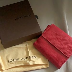 Genuine Red Epi Leather Louis Vuitton Wallet